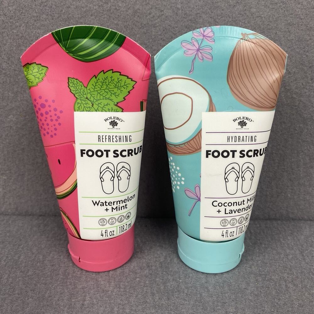 2 Bolero Beverly Hills Foot Scrub Coconut Milk Lavender & Watermelon Mint